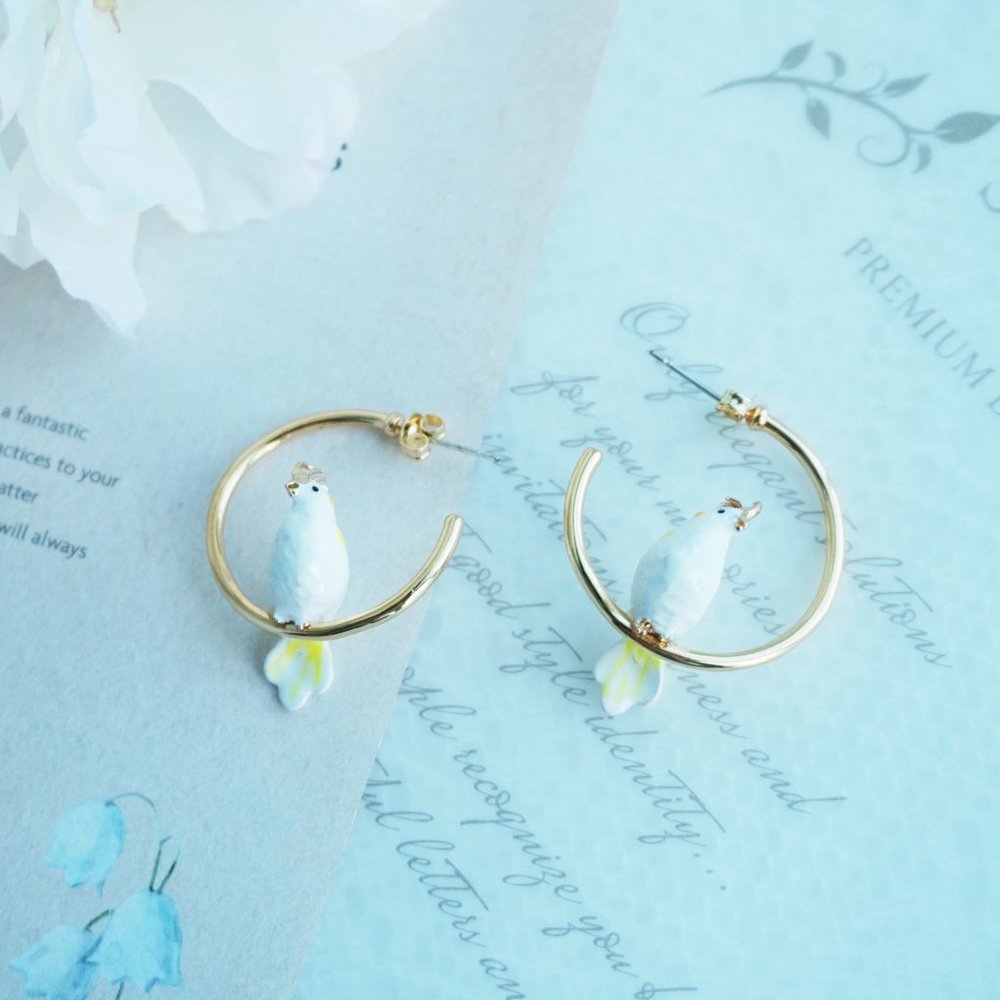 Bill skinner parrot earrings bird earrings animal earrings enamel earrings